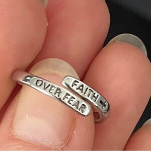 New Inspirational Adjustable Silver Ring with Engraving